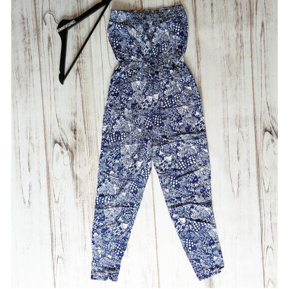 Lilly Pulitzer for Target Blue Printed Strapless Jumpsuit sz XS - Picture 1 of 5